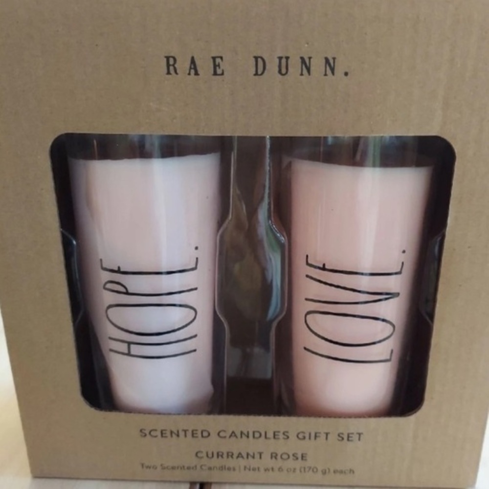 Rae Dunn Currant Rose Candle Set - Pink and Cream